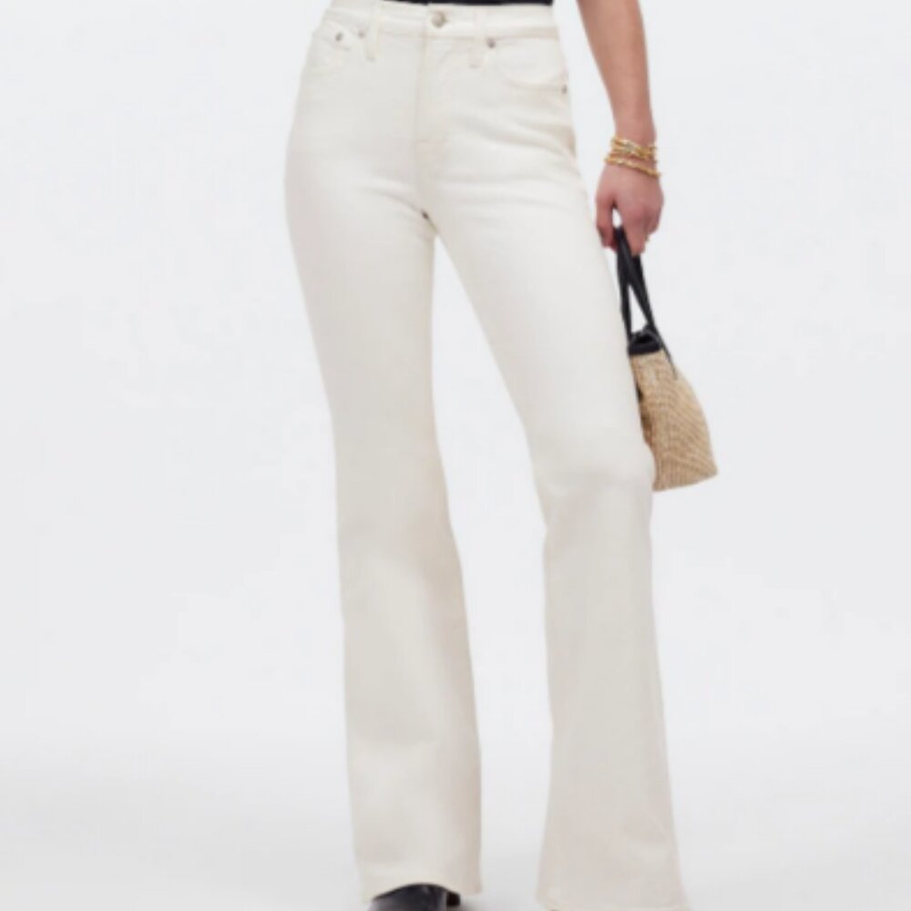 Madewell Flea Market High Rise Cotton Blend Flare Jeans Tile White - NWT Size 32